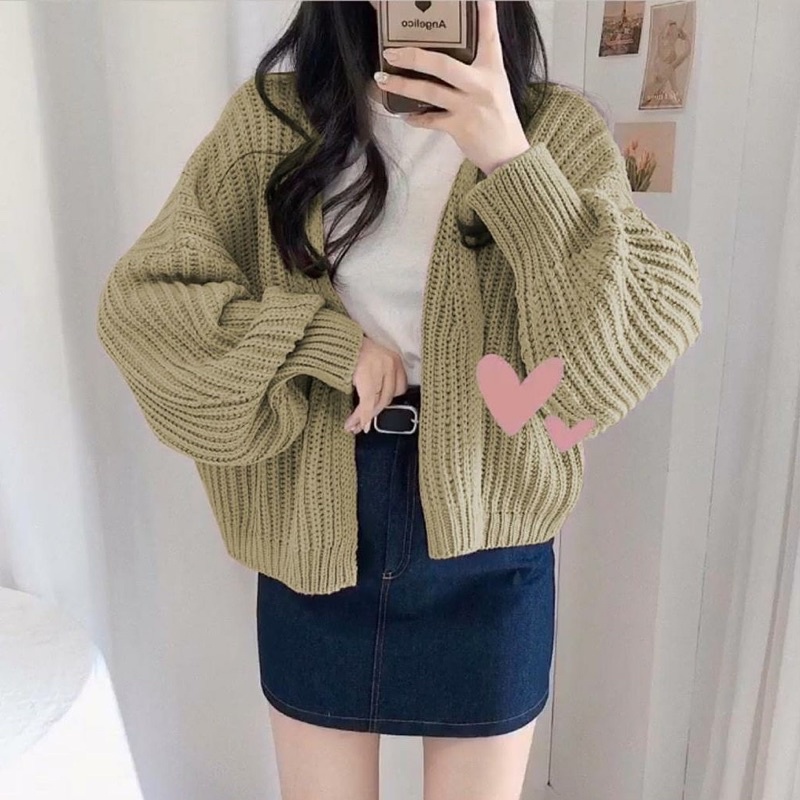 cardi lova crop rajut wanita / Cardigan Hazel rajut overaize premium