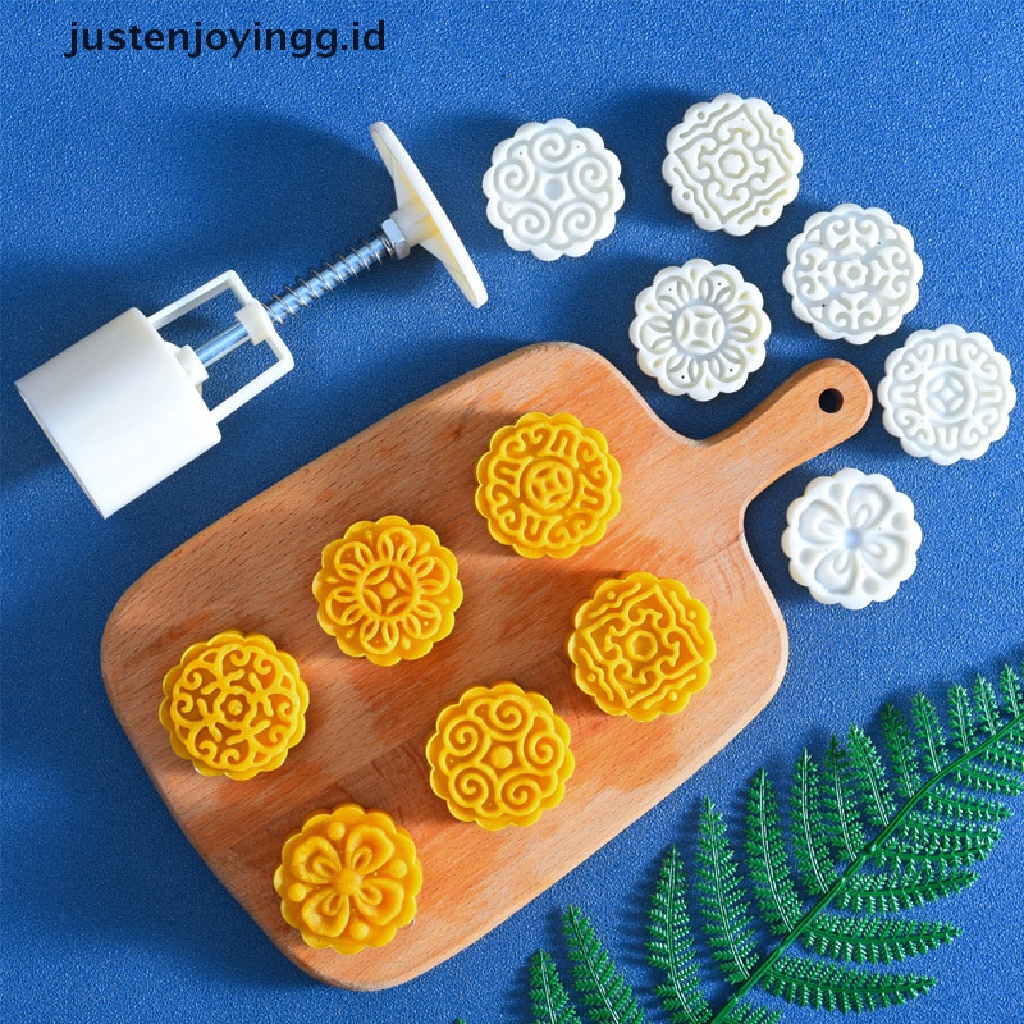 6 Pcs / Set Cetakan Kue Bulan Bentuk Bunga Model Tekan Tangan