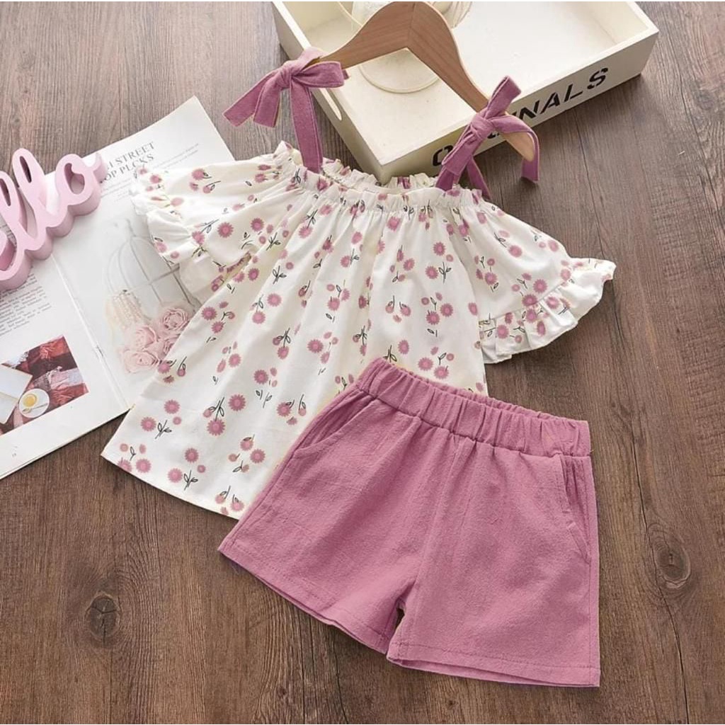 Setelan Anak Perempuan Amelia 2-4 Tahun/Fashion Anak Perempuan/Baju Anak/Setelan Anak Casual/Terbaru