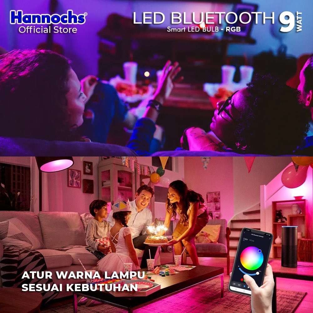 Lampu Smart LED 9W RGB BlueTooth/ Wifi Garansi Resmi