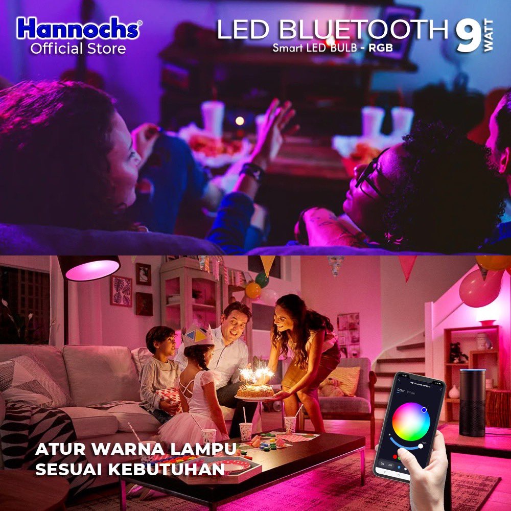 Lampu Smart LED 9W RGB BlueTooth/ Wifi Garansi Resmi