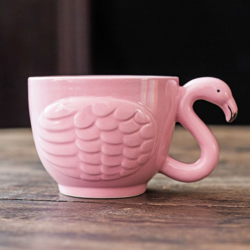 mug lucu motif flaminggo pink bahan keramik import quality premium