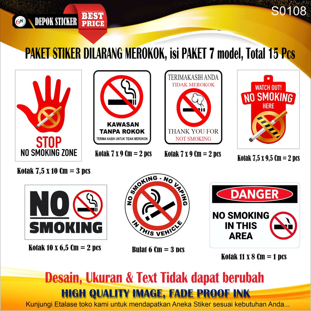 

Stiker Dilarang merokok (Paket isi 15 pcs)