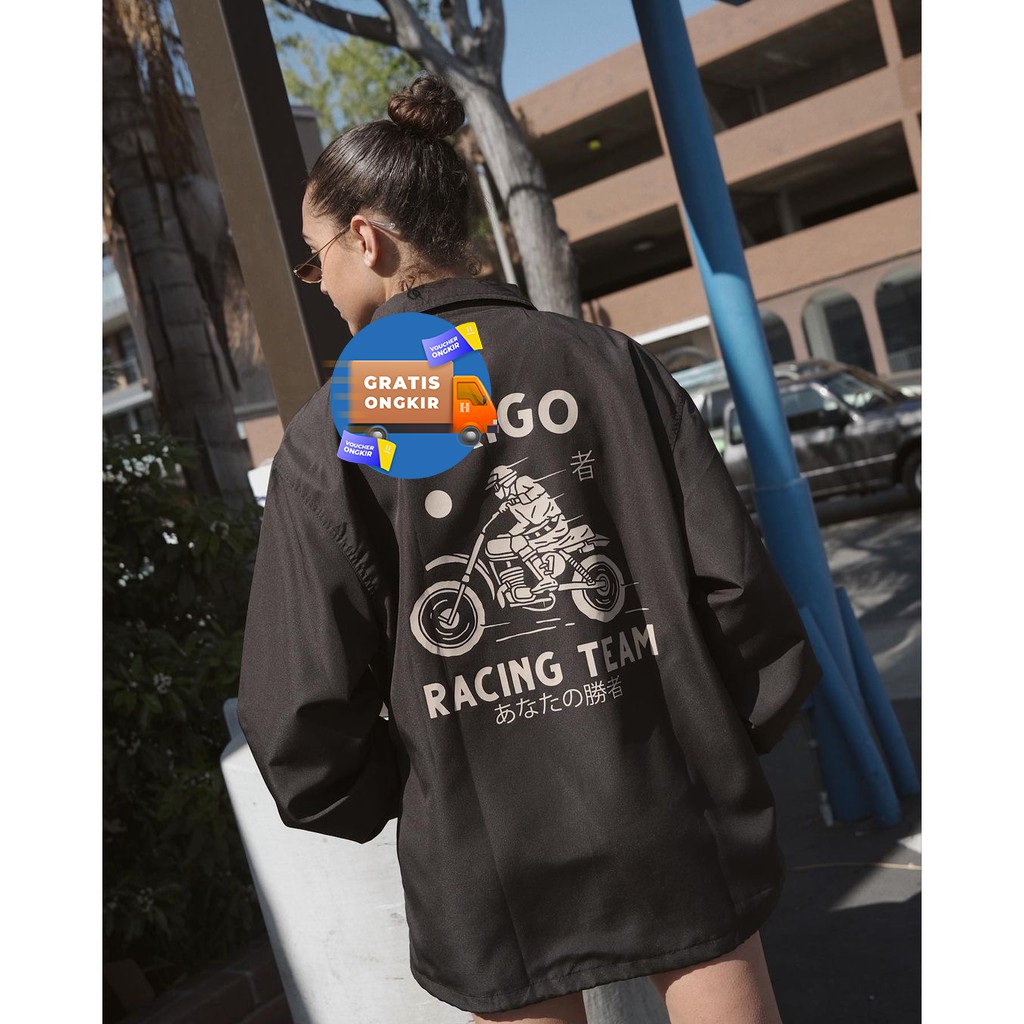 Jaket Coach Apparel Parasut Taslan Cream Bike-2