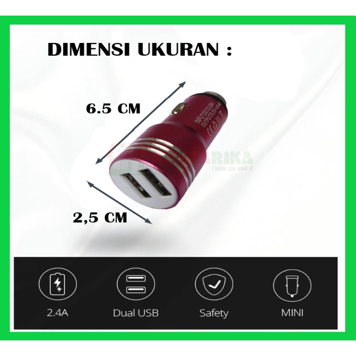 KOSTARIKA Car Charger Colokan Mobil Universal 2 Port 24v Alumunium Metal Case