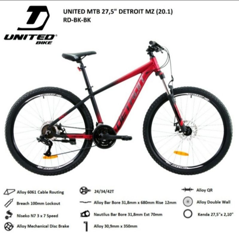 sepeda gunung united detroit MZ uk 27.5 inch