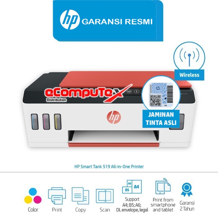 HP PRINTER INK SMART TANK 519 (BLACK GT53) / HP PRINT 519 SCAN COPY WIFI GARANSI RESMI