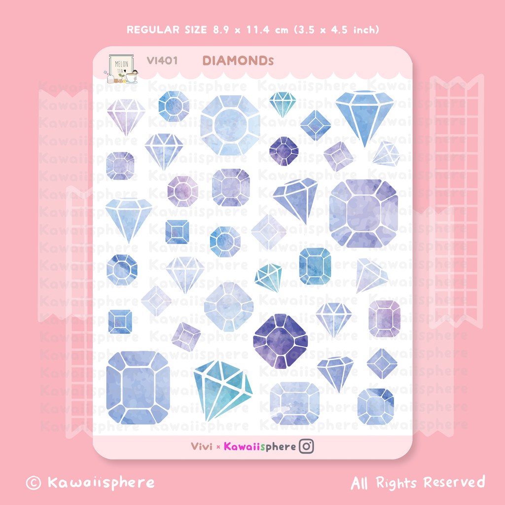 

Diamonds Sticker | VI401 Kawaiisphere Journal / Ring Binder Sticker