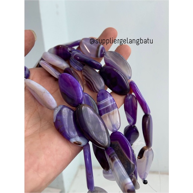 batu alam Penden simba oval PURPLE carnelian 3 x 2 cm jade UNGU pipih