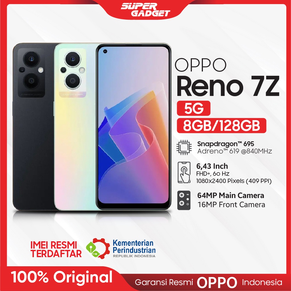 OPPO Reno 7Z 5G 8/128 GB RAM 8 ROM 128 GB Qualcomm Smartphone Handphone HP Ponsel Android Garansi