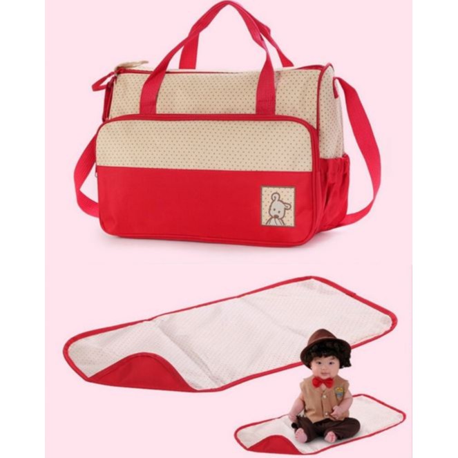 DIAPER BAG IMPOR TAS PERLENGKAPAN BAYI  TRAVELING BAG 5 IN 1 MULTIFUNGSI