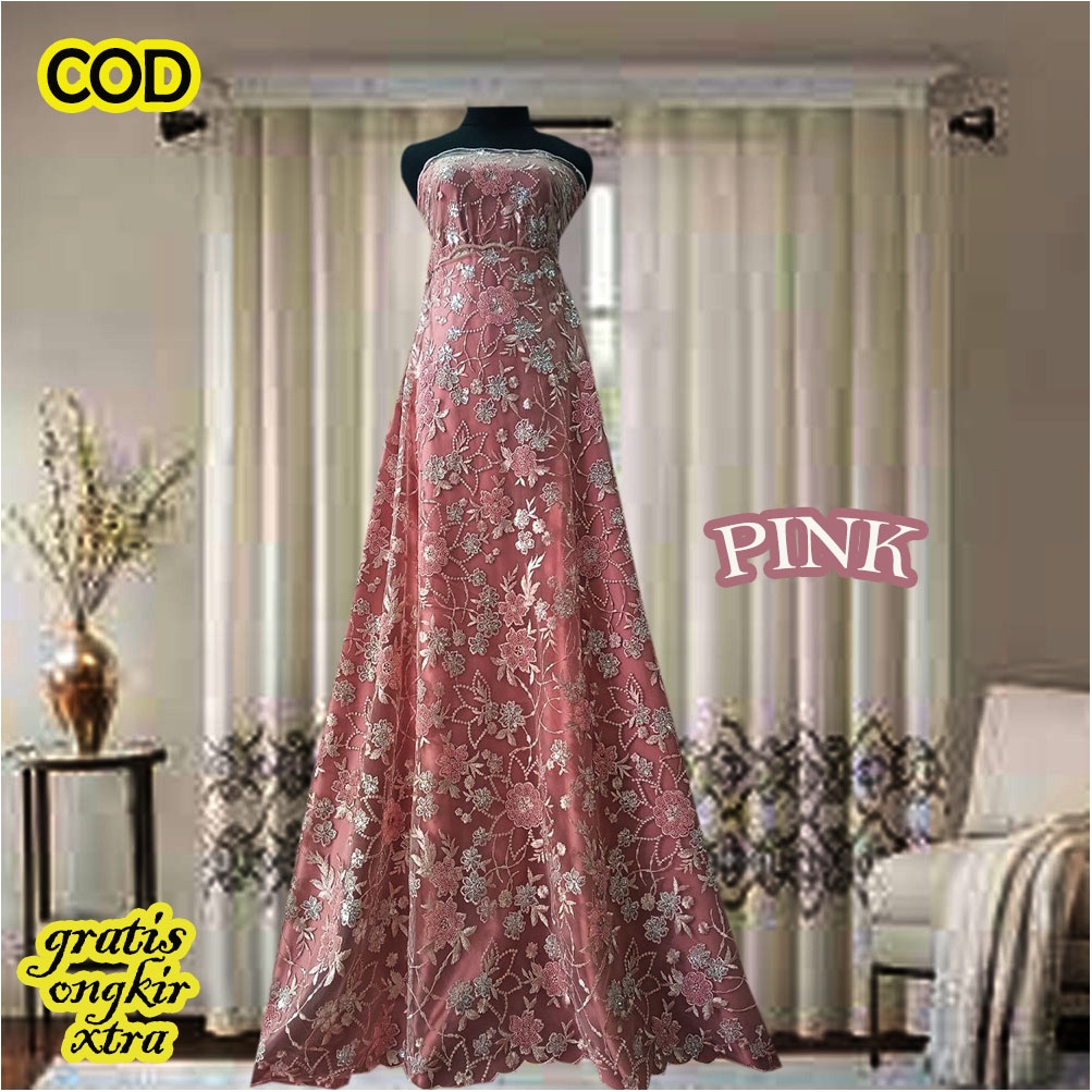 Kain brokat tile payet batu premium cord mewah bahan kain baju pengantin gamis kebaya terbaru