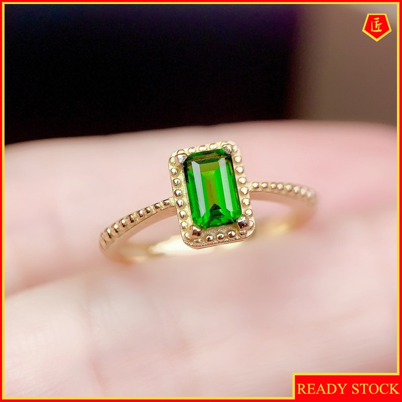 [Ready Stock]Simple Fashion 18K Gold Emerald Open Ring