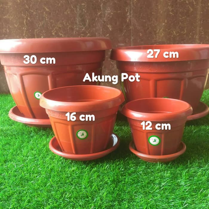 Unik Pot Coklat 30 cm bonus Tatakan 7535 Diskon