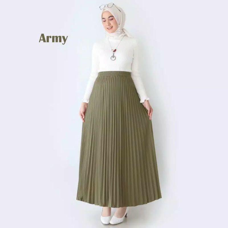 ROK PLISKET MURAH PREMIUM HYGET MAYUNG SALE POLOS REMPEL MUSLIMAH MODELLANO FLARE SKIRT FLOWY