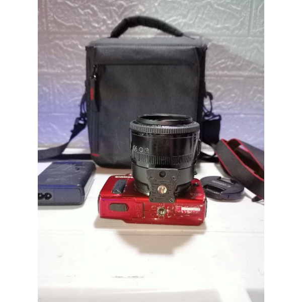 mirolles canon eos m + adaptor DSLR + lensa fix yn 50mm F1.8