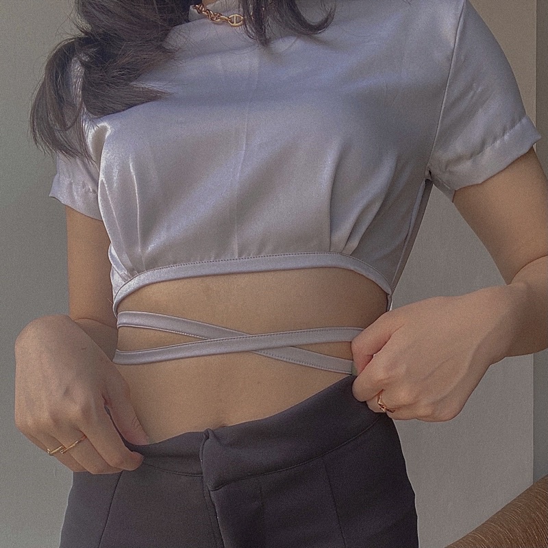 satin crop top