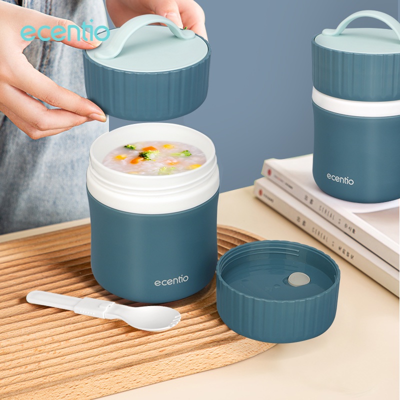 ecentio cangkir sup anti tumpah free sendok 480ml wadah sup portable mug mangkuk sup soup cup tahan panas BPA free