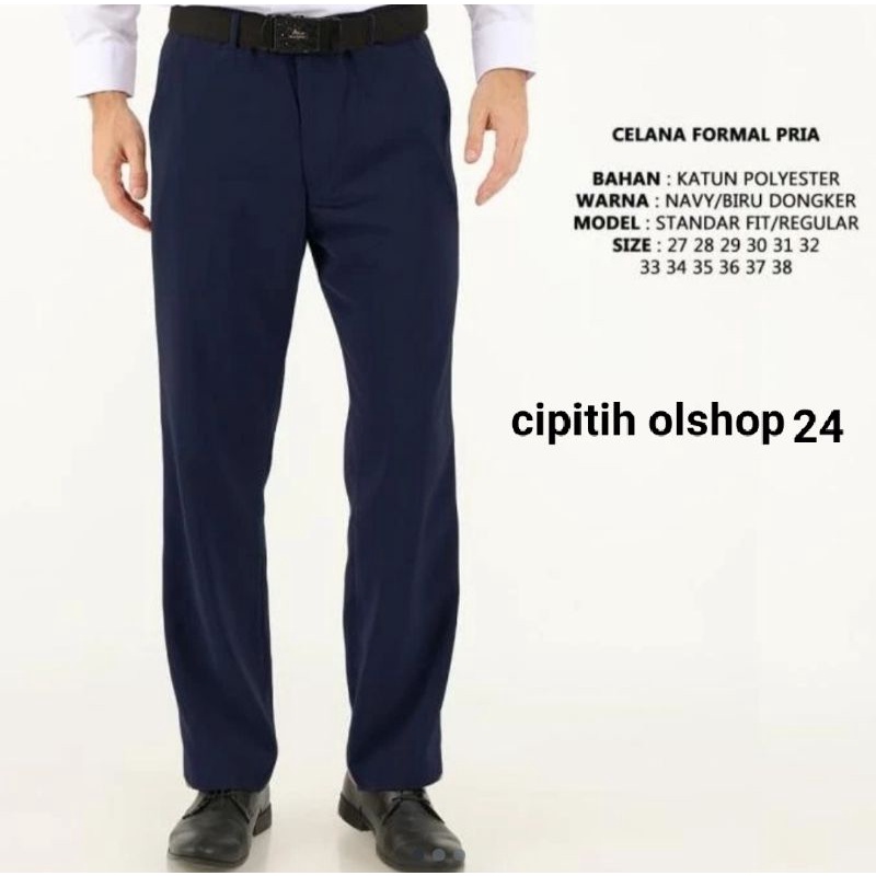 CELANA BAHAN | KERJA | FORMAL | KANTOR | PANJANG | HITAM | DASAR PRIA SLIMFIT COD