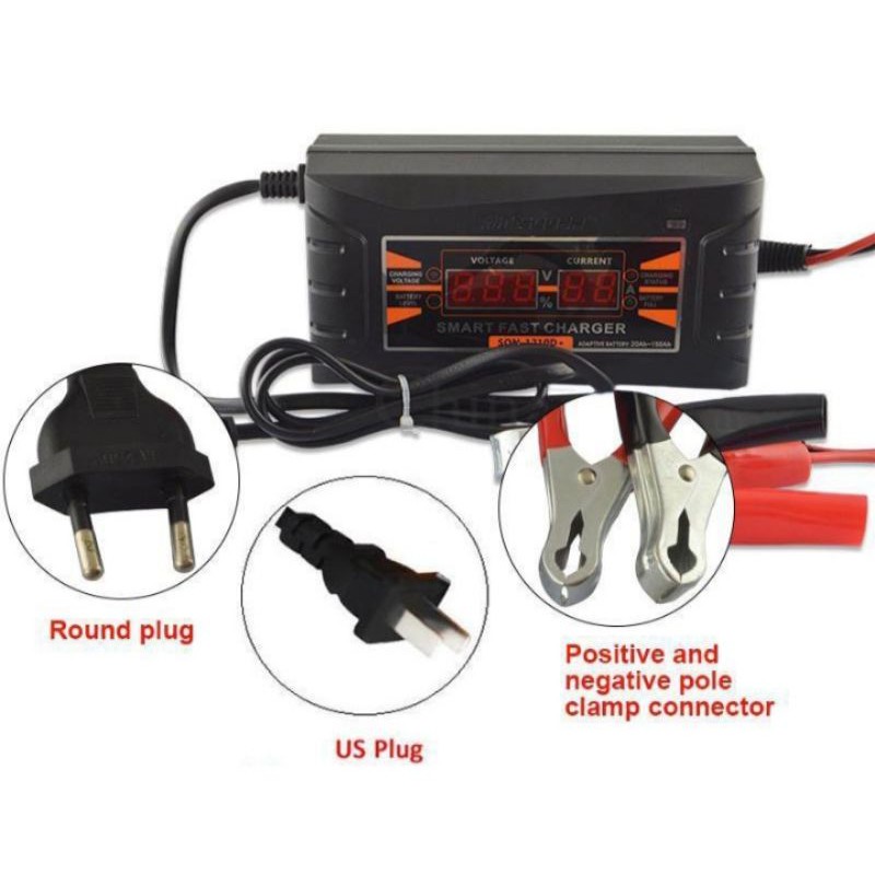 [ORIGINAL 100%] CAS AKI DIGITAL PORTABLE CAS AKI MOTOR MOBIL 12V CHARGER AKI