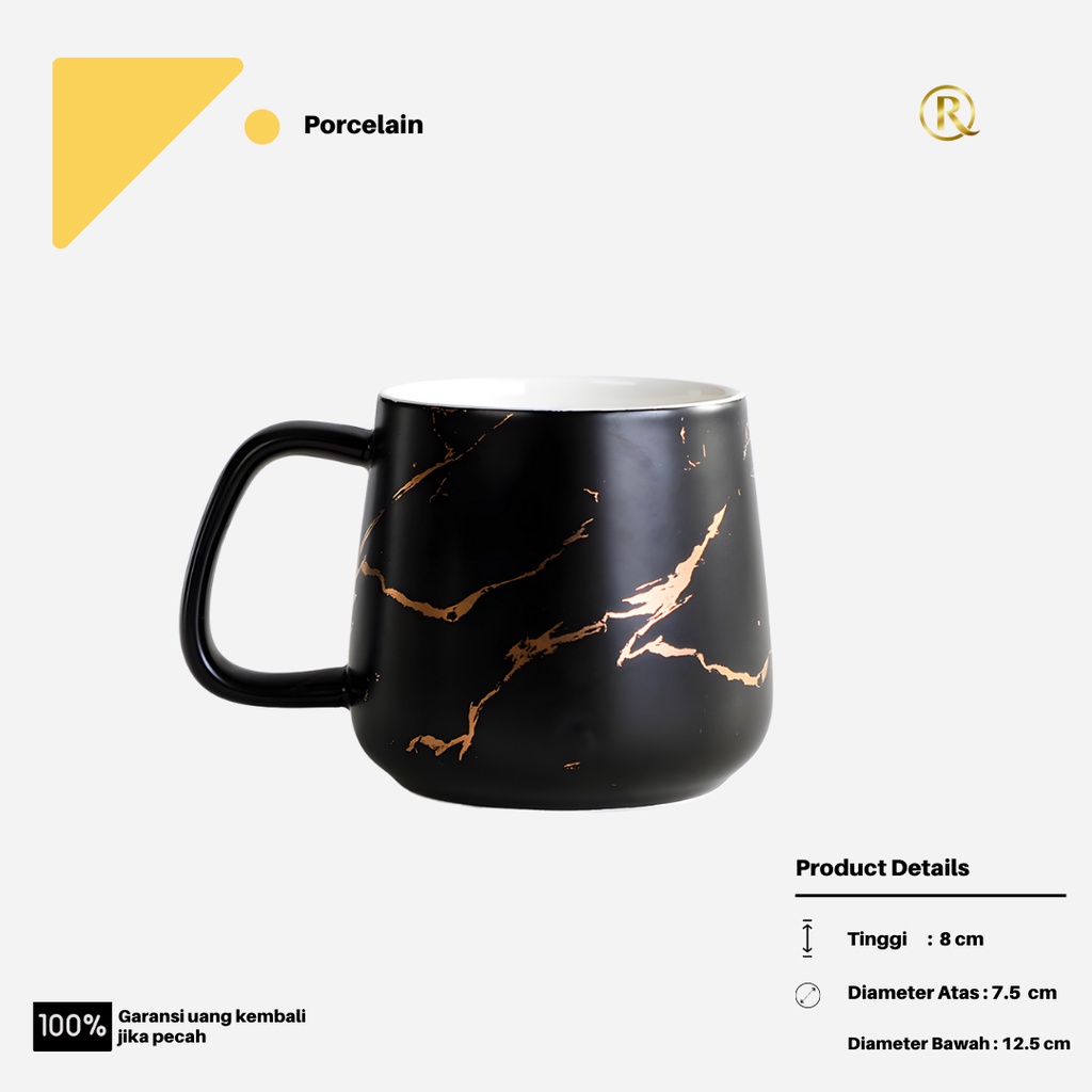 Cangkir Mug Cangkir Marmer Marble Motif Emas 300ml