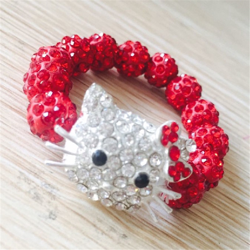 Gelang Manik-manik Kristal Hello Kitty Warna Warni untuk Hadiah Ulang Tahun