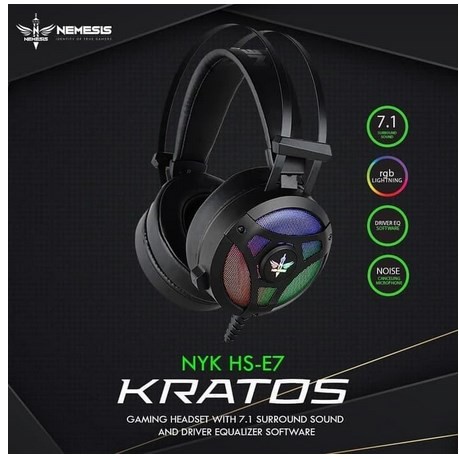 ITSTORE NYK Headset Gaming Kratos Rgb 7.1 Hs-E7 Headphone hs e7 hse7 Orginal Garansi Resmi LED USB