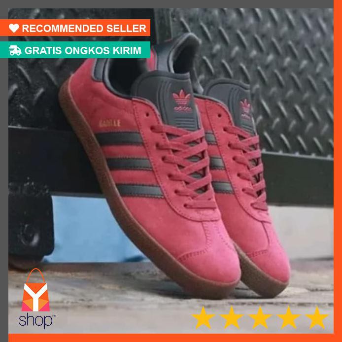 DISKON BESAR  SEPATU PRIA ADIDAS GAZELLE MAROON BLACK GUM ORIGINAL SNEAKERS COWOK