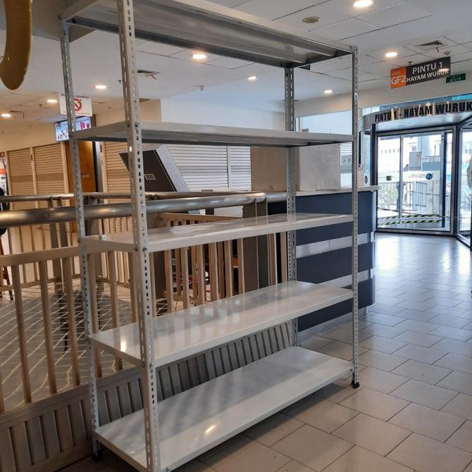 Rak Siku Besi 5 Ambalan 150 X 50 X 200 Cm (P X L X T) - Putih Kak_Isel