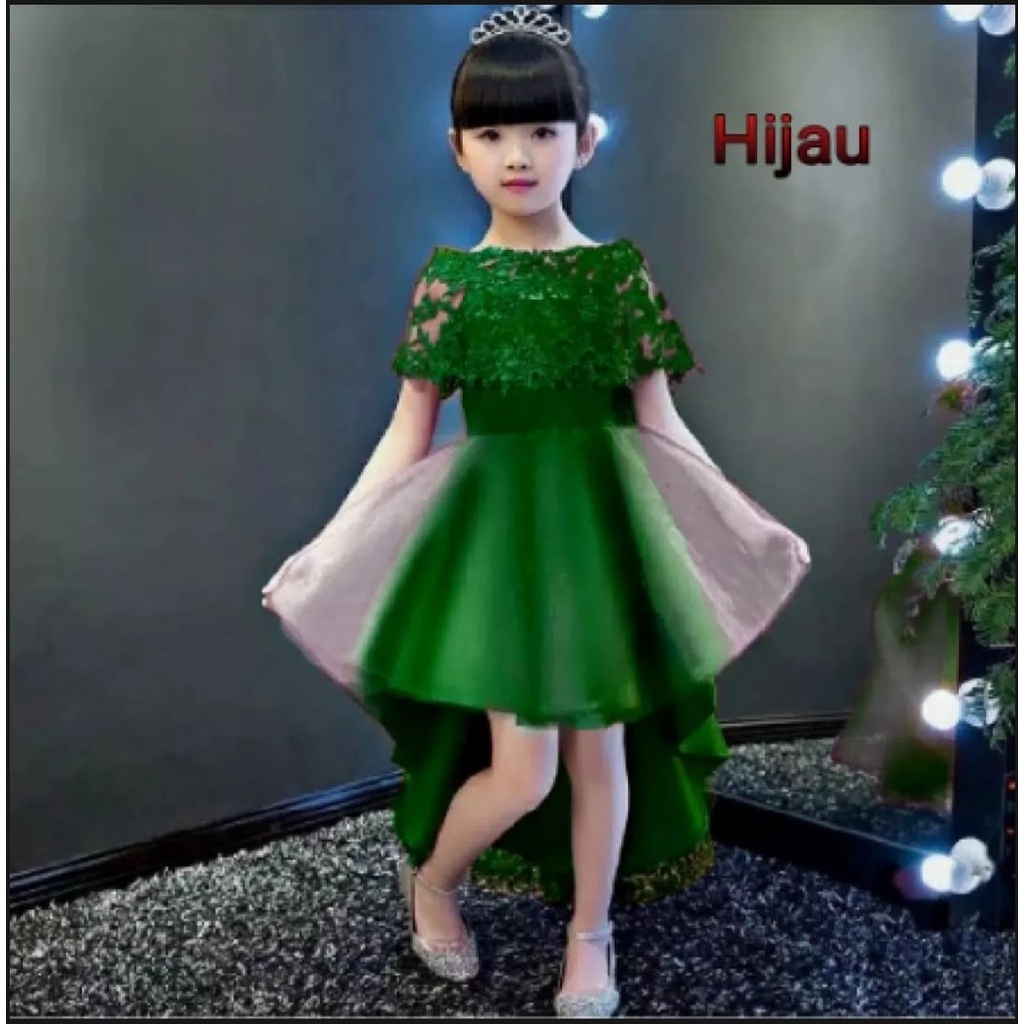 INV - DRESS KIDS CINDERELA BRUKAT / COMBI BAHAN KACA / 3 WARNA / TERBARU/UMUR 4-7 TAHUN