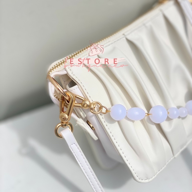 Beaded Strap Ruched Bag