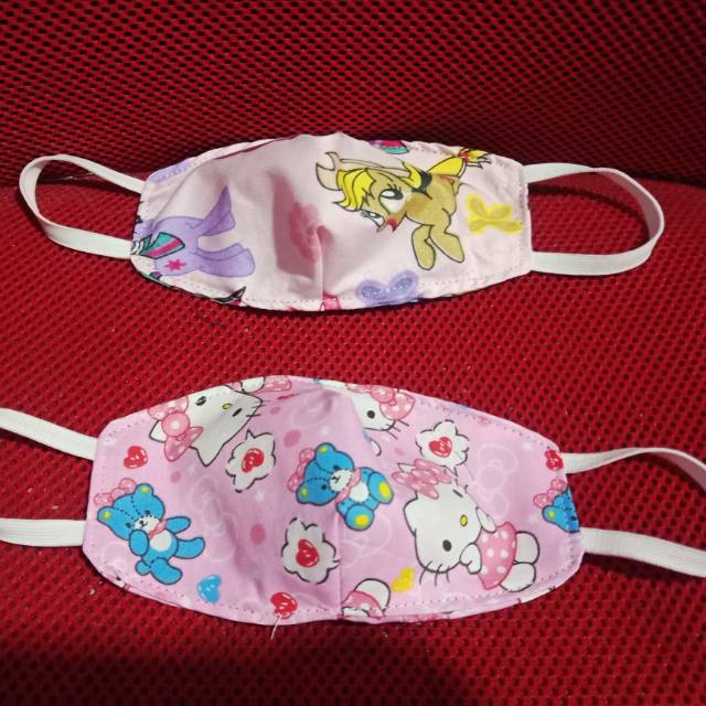 Masker karakter anak lucu bahan katun nyaman dipakai