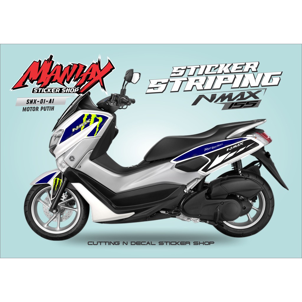 Stiker Nmax Sticker Striping Motor Nmax Lama Hitam Biru Kombinasi