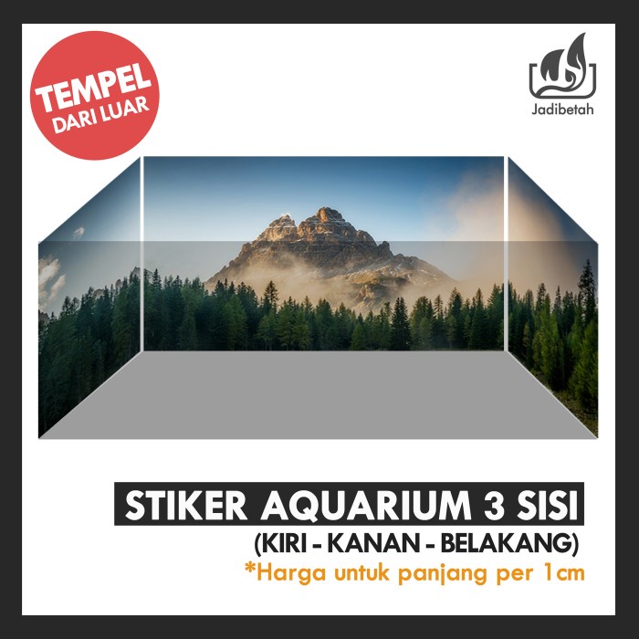 SALE Sticker Aquarium 3 Sisi (Belakang, Samping Kanan, Samping Kiri) - Tinggi 60cm