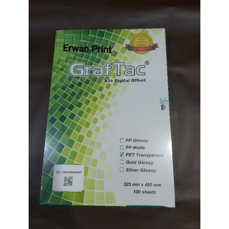 STICKER VINYL LASER A3+ GRAFTAC PET TRANSPARANT (ISI 100)