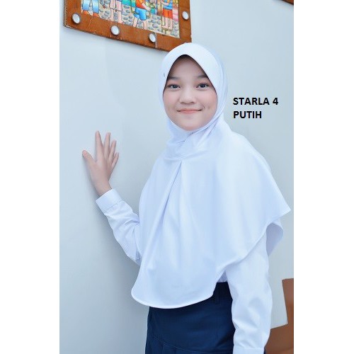 KERUDUNG SEKOLAH STARLA PAD 4 ORIGINAL BY NIBRAS HIJAB JILBAB INSTAN BAHAN KAOS PE PREMIUM ANAK PERE