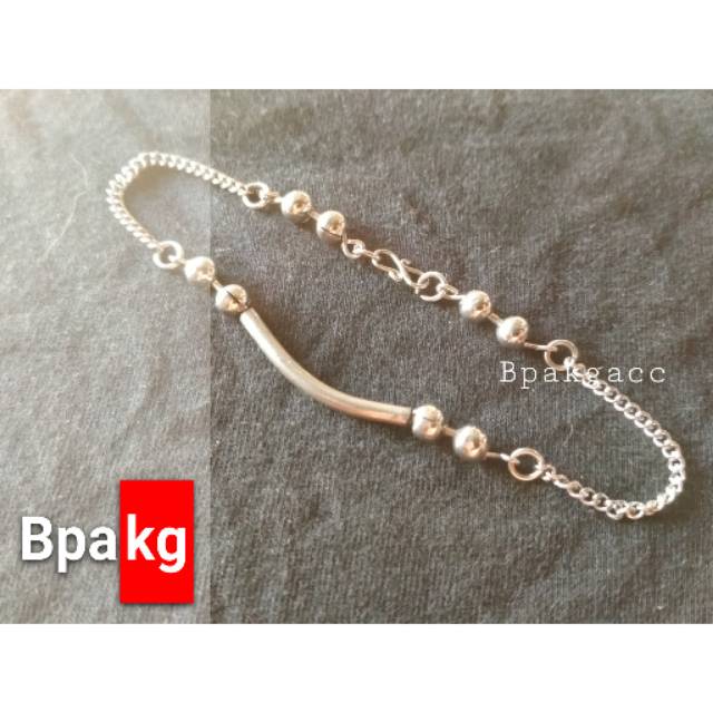 Gelang tangan pbb# Gelang monel besi putih asli anti karat silver murah cewek cantik simple Makassar
