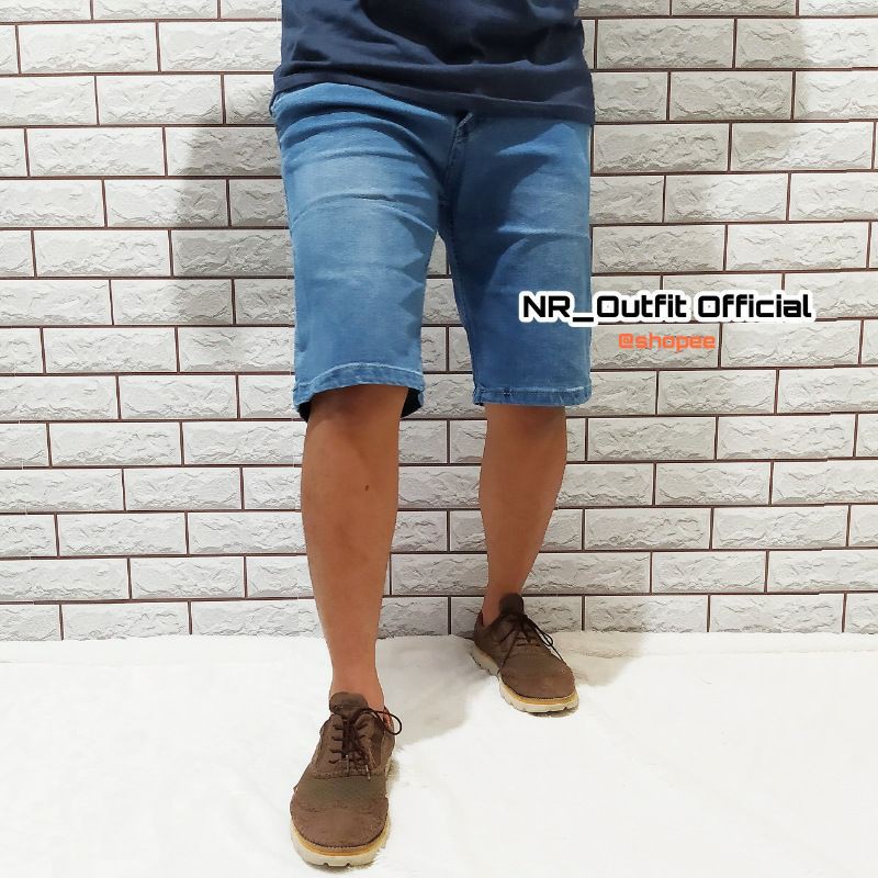 Jeans Stretch Pendek Distro Pria Celana Slim Fit Cowok Ice Blue Size 27-38 NR_Outfit Official COD