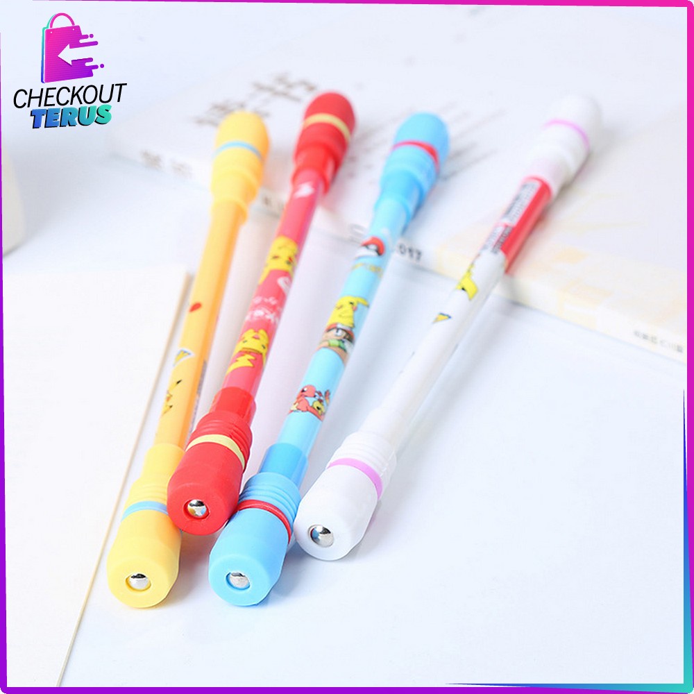 CT A38 Pena Pulpen Putar Mainan Anak Pen Spinner Balance Pulpen Putar Karakter Anti Stress Alat Tulis Pulpen Jel