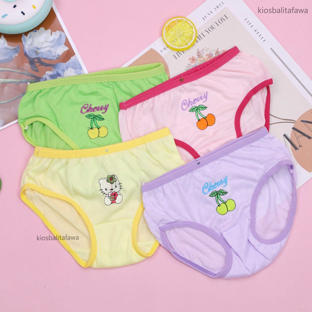 (ISI 3 PC) Celana Dalam uk 1-2 Tahun / Pakaian Dalam Balita Perempuan Anak Cewek Bahan Katun Polos