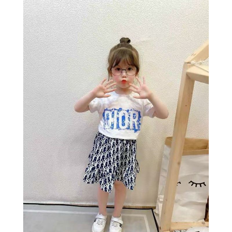 Setelan anak perempuan/setelan anak/setelan anak import/rok pendek/rok anak perempuan/Dior