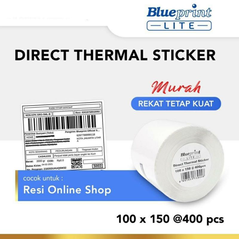 

Blueprint Thermal A6 Resi Sticker 100x150x1 @400 Pcs | Per Roll