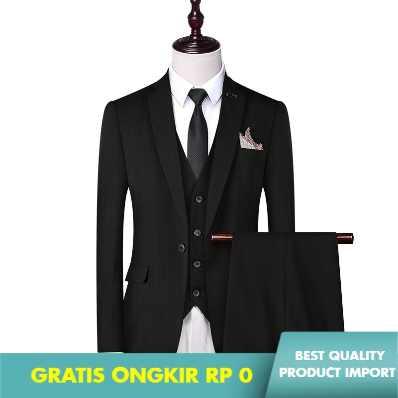 Jas Setelan Mu Qige   Pria Suit Korea Slim-Fit Youth  Tiga Potong Pria santai    Langsung Pasokan Ka