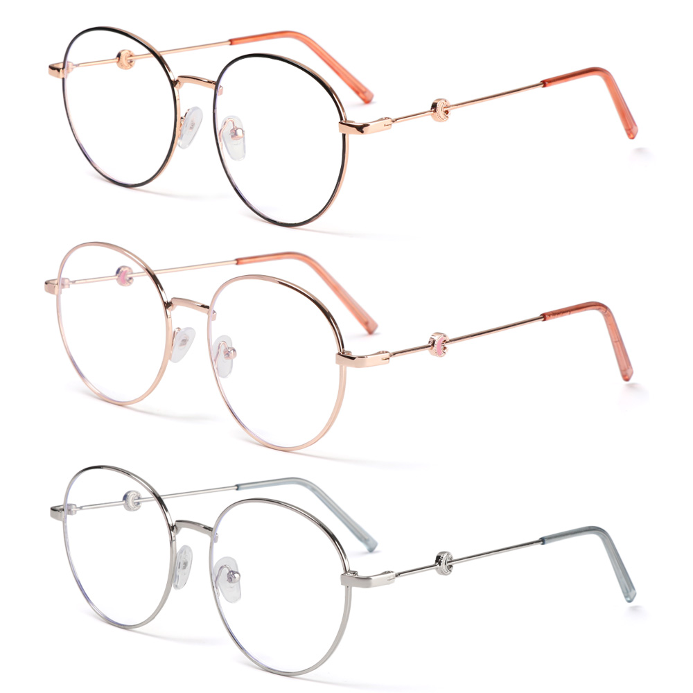 SUBEI Ultralight Flat Mirror Eyewear High-definition Anti-UV Myopia Glasses Reduces Eye Strain Metal Round Frame Unisex Blue Rays Radiation Eyeglasses/Multicolor-5