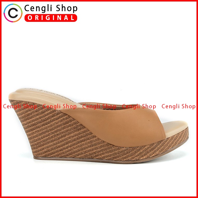 SANDAL WEDGES KULIT HUSH PUPPIES WANITA ORIGINAL TERBARU COKLAT HW46