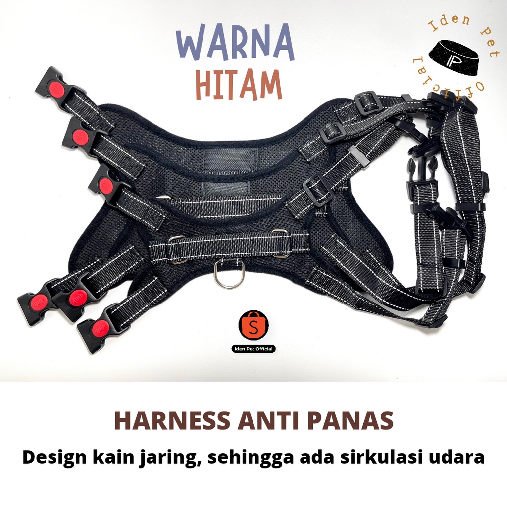 Dog Harness Harnes Anjing Besar Rompi Tuntun Herness Kecil Anti Panas Bahan Jaring