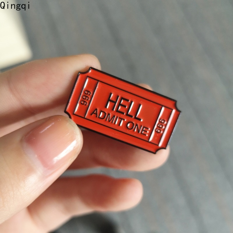 Bros Pin Enamel Desain Tiket Hell Admit One 666 Gaya Gotik