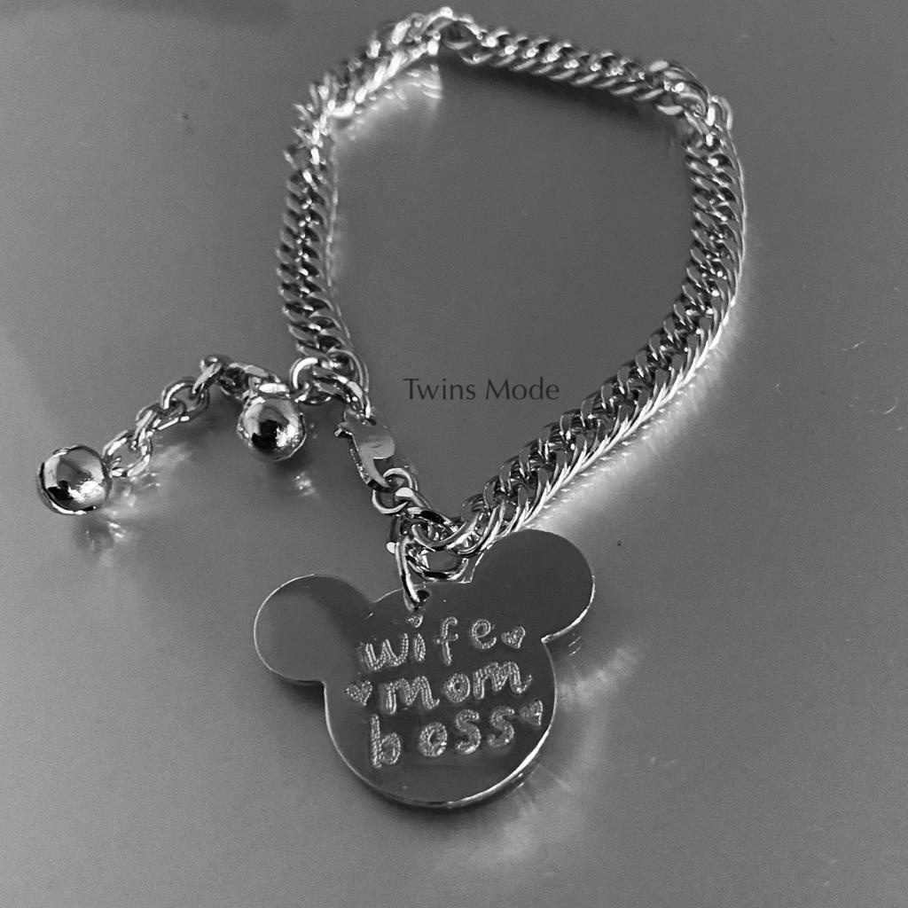 Perhiasan Gelang Rantai / Tersedia Dewasa dan Anak Cetak Nama Berantai titanium name bracelet