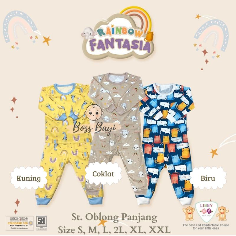 LIBBY- BASIC WEAR Setelan Oblong Panjang Kancing Pundak Bayi Anak Size S M L 2L XL