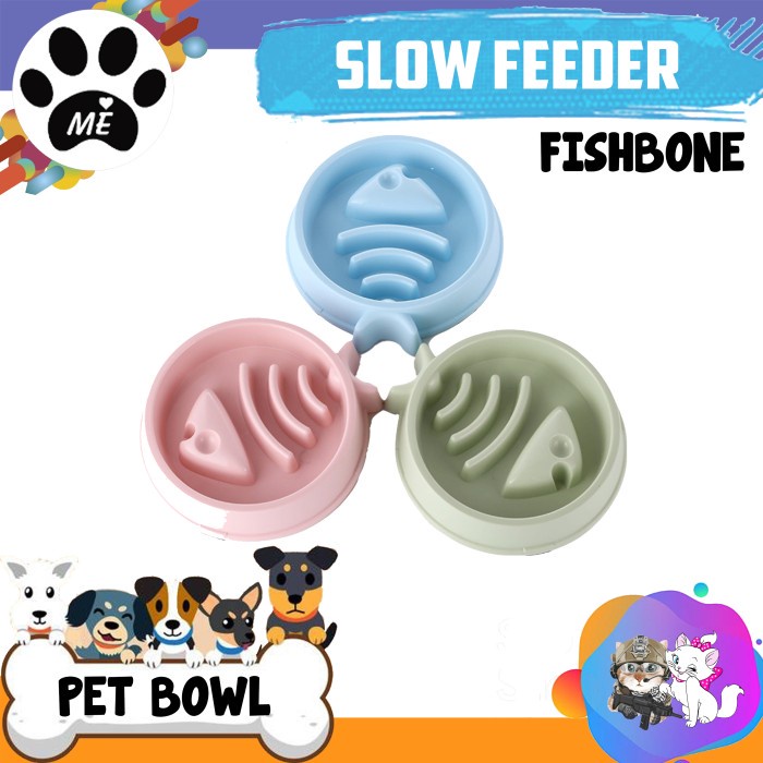 Pet Bowl Anti Slip "SLOW FEEDER FISHBONE" Tempat Makan Anjing